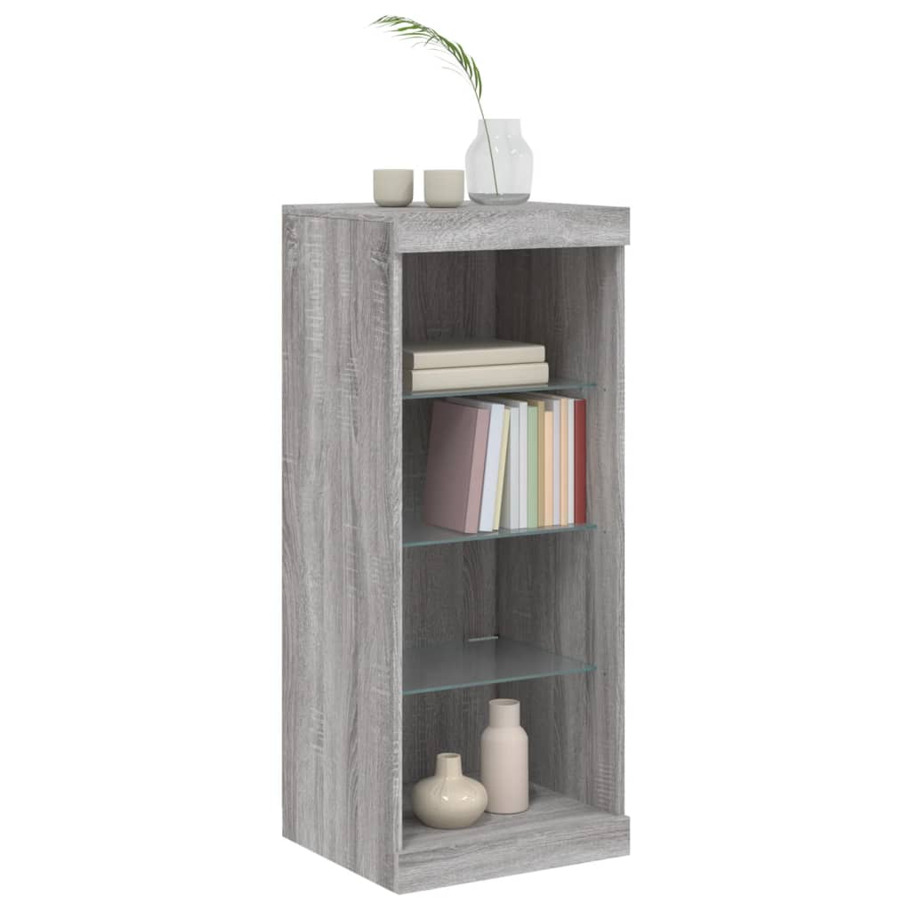 vidaXL Servantă cu lumini LED, gri sonoma, 41x37x100 cm vidaXL Servantă cu lumini LED, gri sonoma, 41x37x100 cm