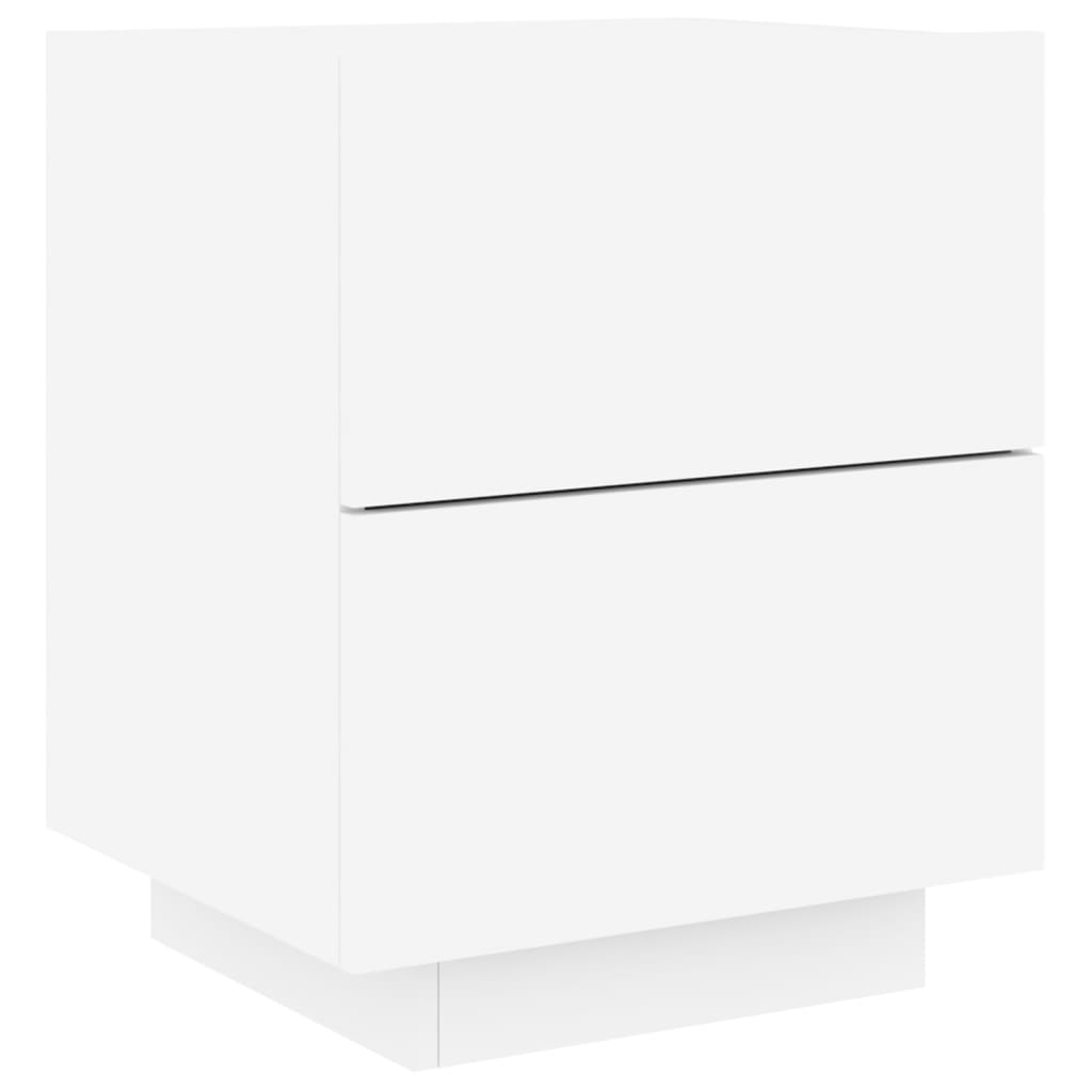vidaXL Noptieră cu lumini LED, alb, lemn prelucrat vidaXL Noptieră cu lumini LED, alb, lemn prelucrat