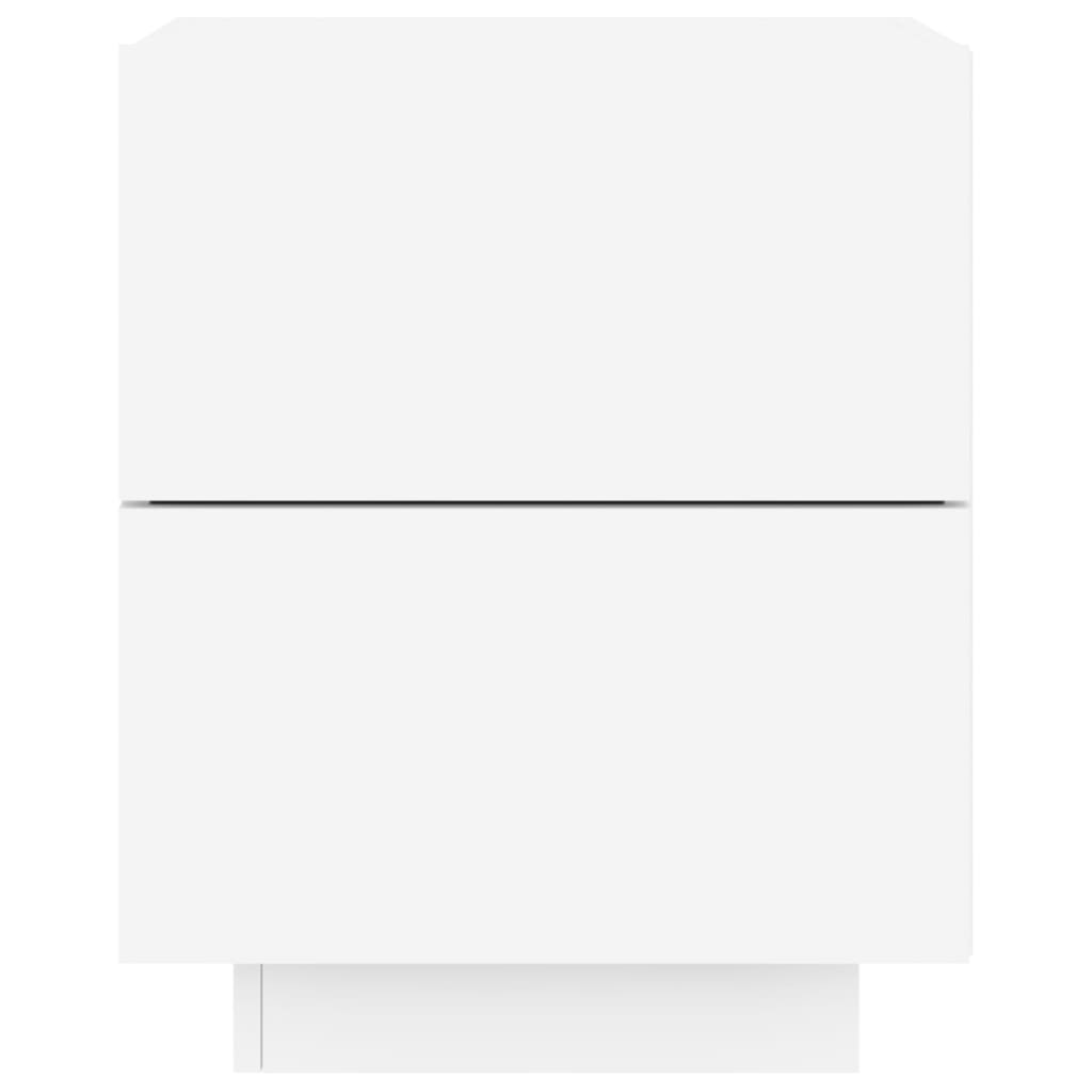 vidaXL Noptieră cu lumini LED, alb, lemn prelucrat vidaXL Noptieră cu lumini LED, alb, lemn prelucrat