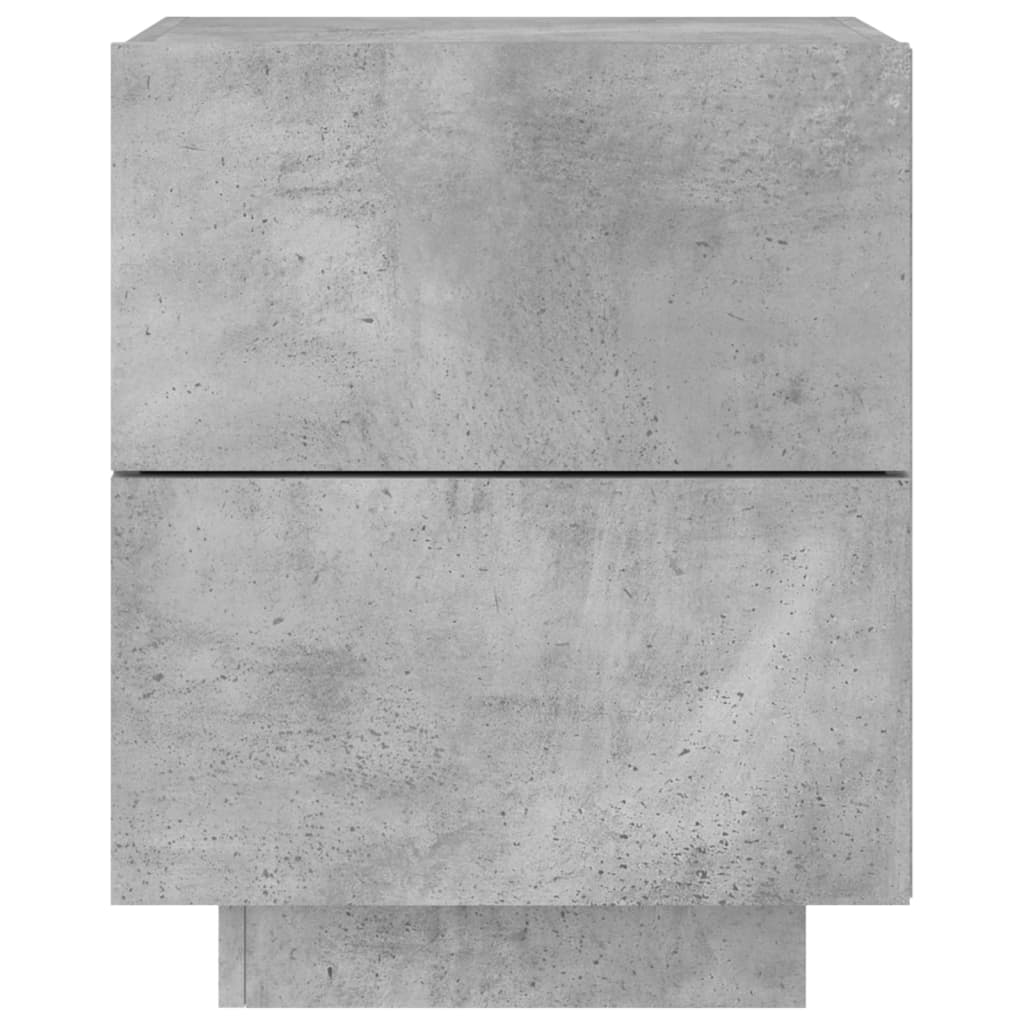vidaXL Noptieră cu lumini LED, gri beton, lemn prelucrat vidaXL Noptieră cu lumini LED, gri beton, lemn prelucrat