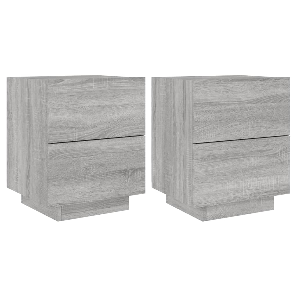 vidaXL Noptiere cu lumini LED, 2 buc., sonoma gri, lemn prelucrat