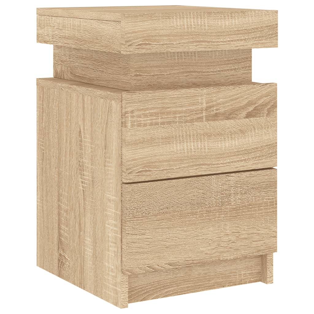 vidaXL Noptieră cu lumini LED, stejar sonoma, 35x39x55 cm vidaXL Noptieră cu lumini LED, stejar sonoma, 35x39x55 cm