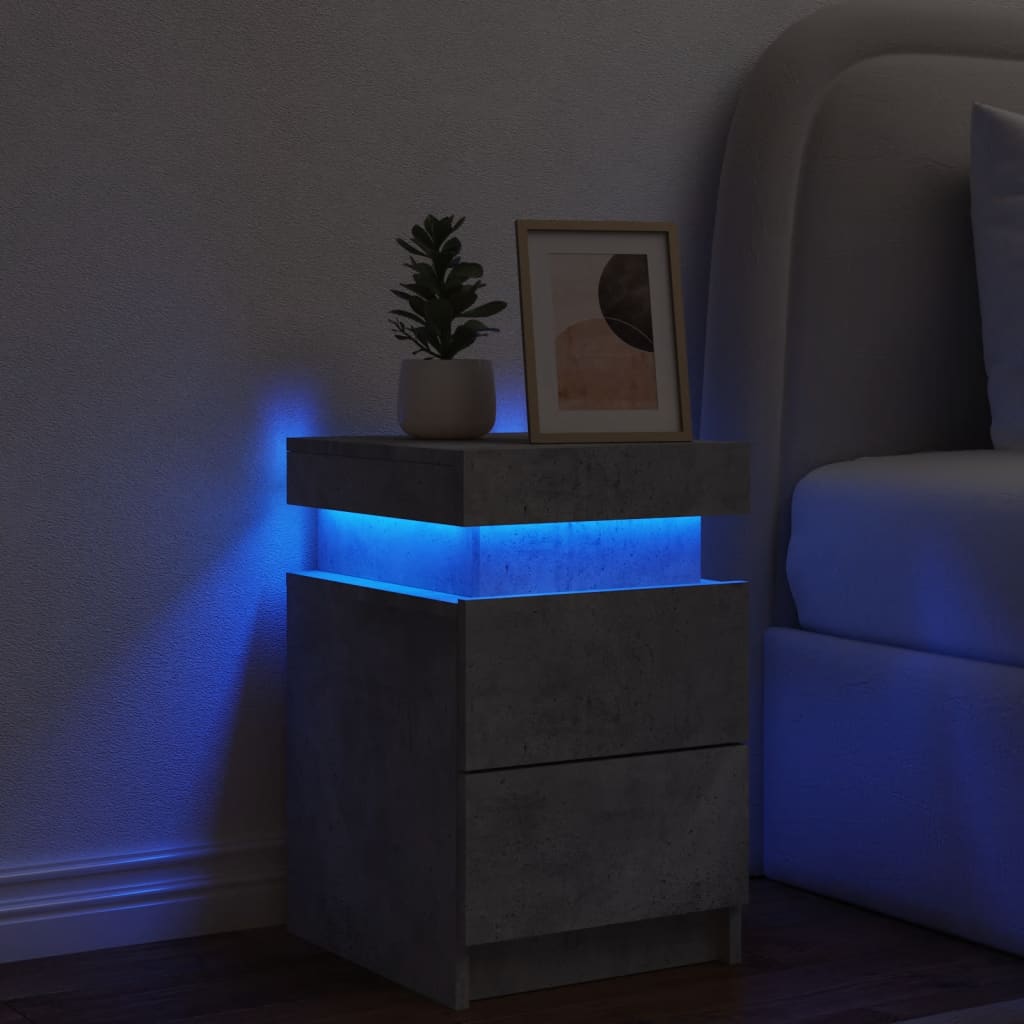 vidaXL Noptieră cu lumini LED, gri beton, 35x39x55 cm vidaXL Noptieră cu lumini LED, gri beton, 35x39x55 cm