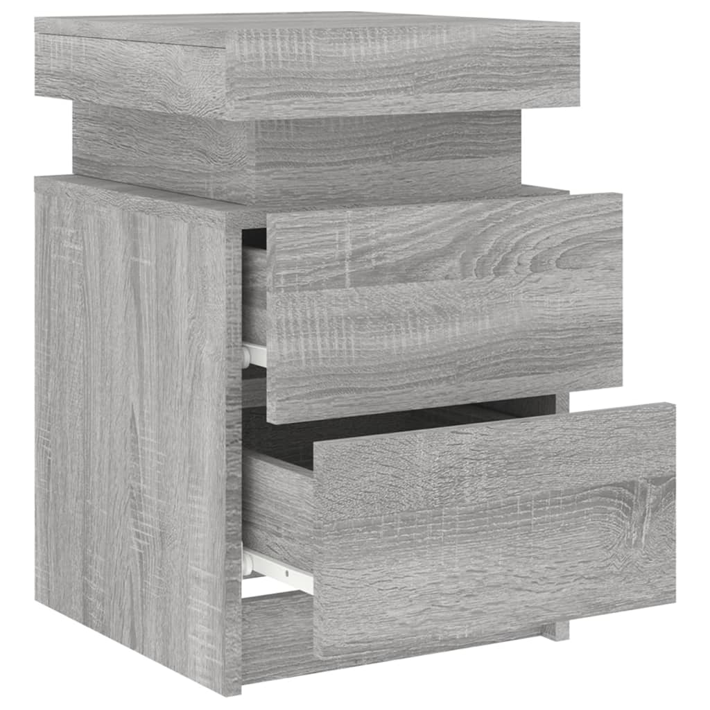 vidaXL Noptieră cu lumini LED, gri sonoma, 35x39x55 cm vidaXL Noptieră cu lumini LED, gri sonoma, 35x39x55 cm
