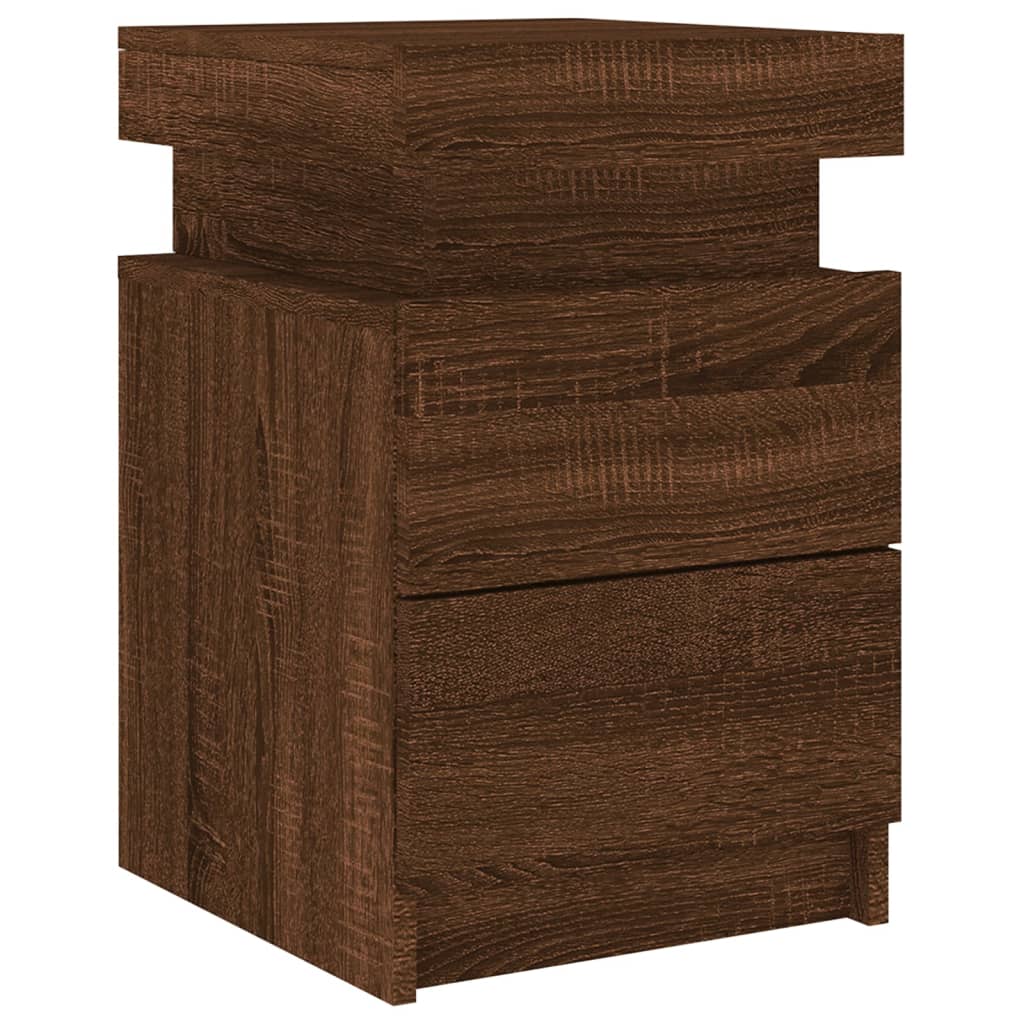 vidaXL Noptieră cu lumini LED, stejar maro, 35x39x55 cm vidaXL Noptieră cu lumini LED, stejar maro, 35x39x55 cm