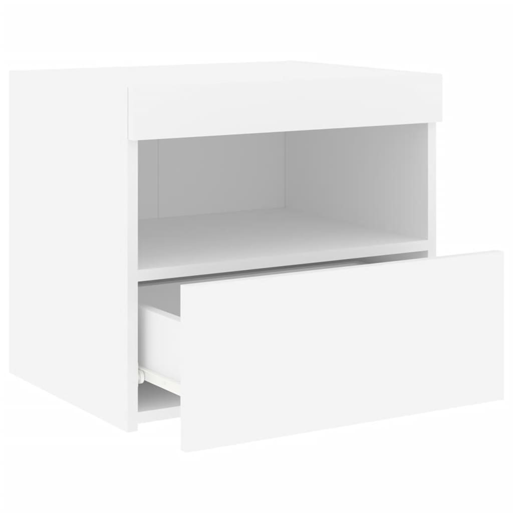 vidaXL Noptieră cu lumini LED, alb, 50x40x45 cm vidaXL Noptieră cu lumini LED, alb, 50x40x45 cm