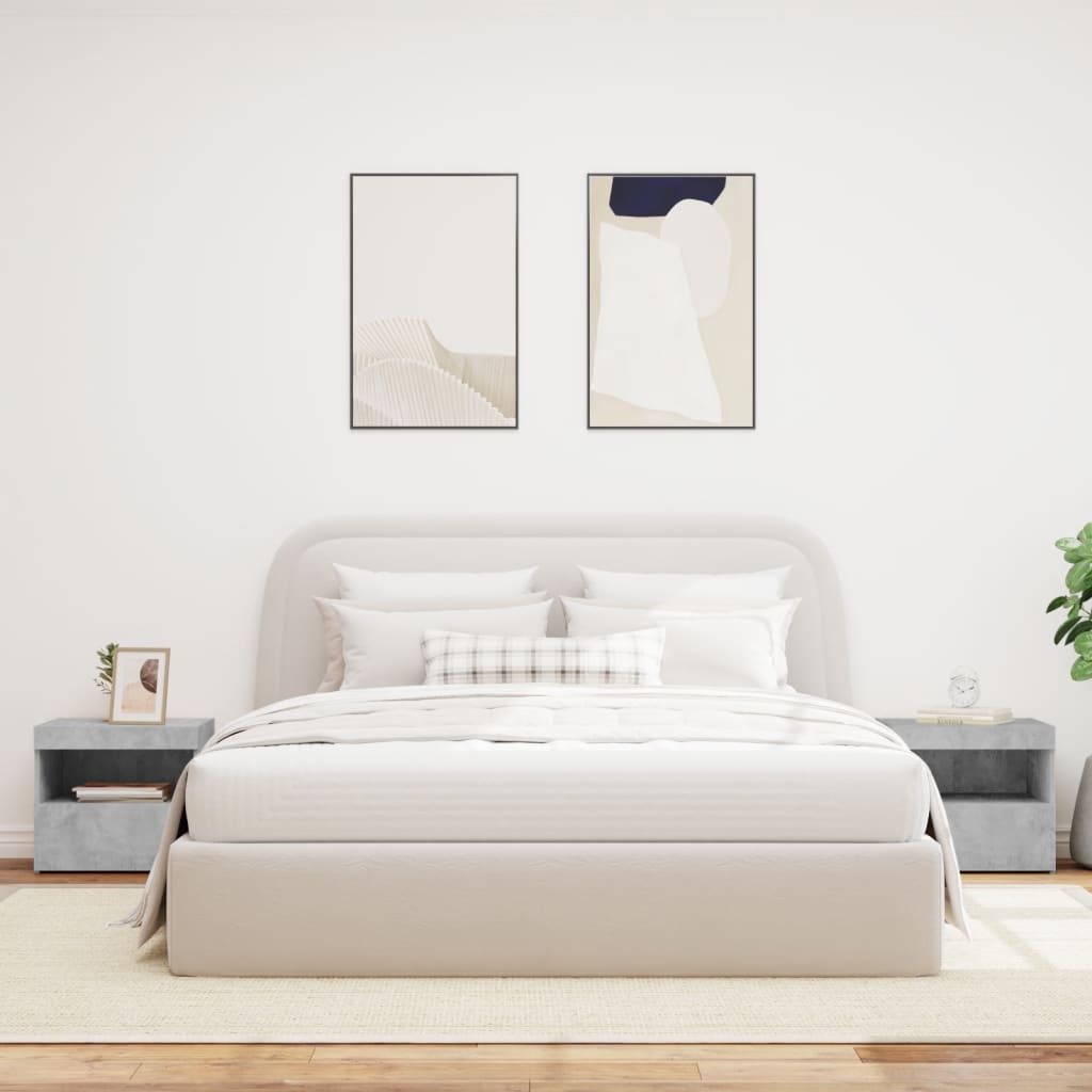 vidaXL Noptiere cu lumini LED, 2 buc., gri beton, 50x40x45 cm