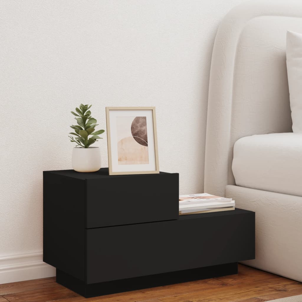 vidaXL Noptieră cu lumini LED, negru, 70x36x40,5 cm vidaXL Noptieră cu lumini LED, negru, 70x36x40,5 cm