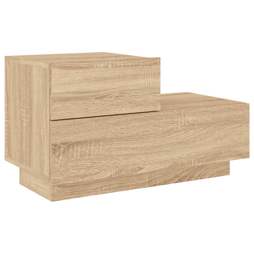 vidaXL Noptieră cu lumini LED, stejar sonoma, 70x36x40,5 cm vidaXL Noptieră cu lumini LED, stejar sonoma, 70x36x40,5 cm