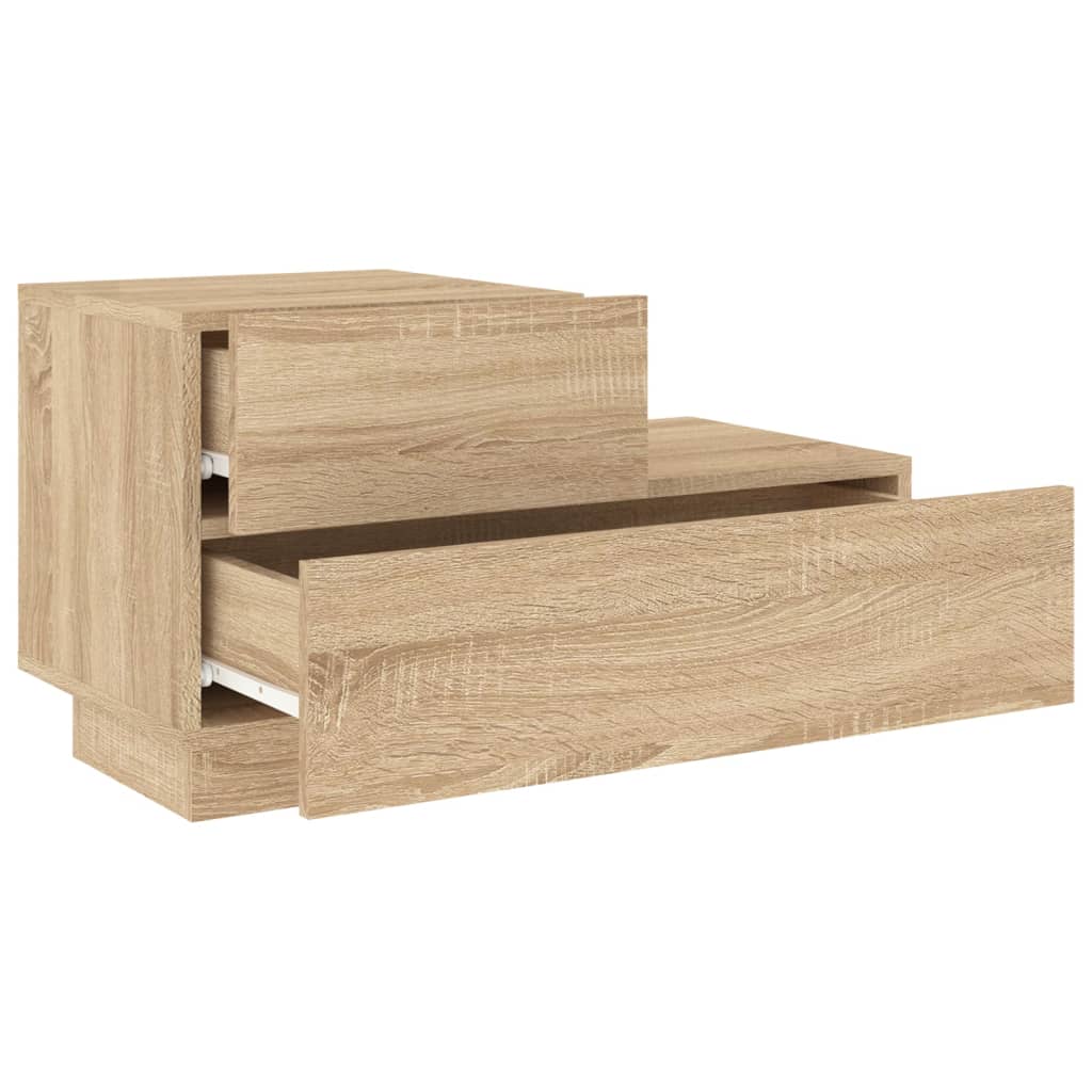vidaXL Noptieră cu lumini LED, stejar sonoma, 70x36x40,5 cm vidaXL Noptieră cu lumini LED, stejar sonoma, 70x36x40,5 cm