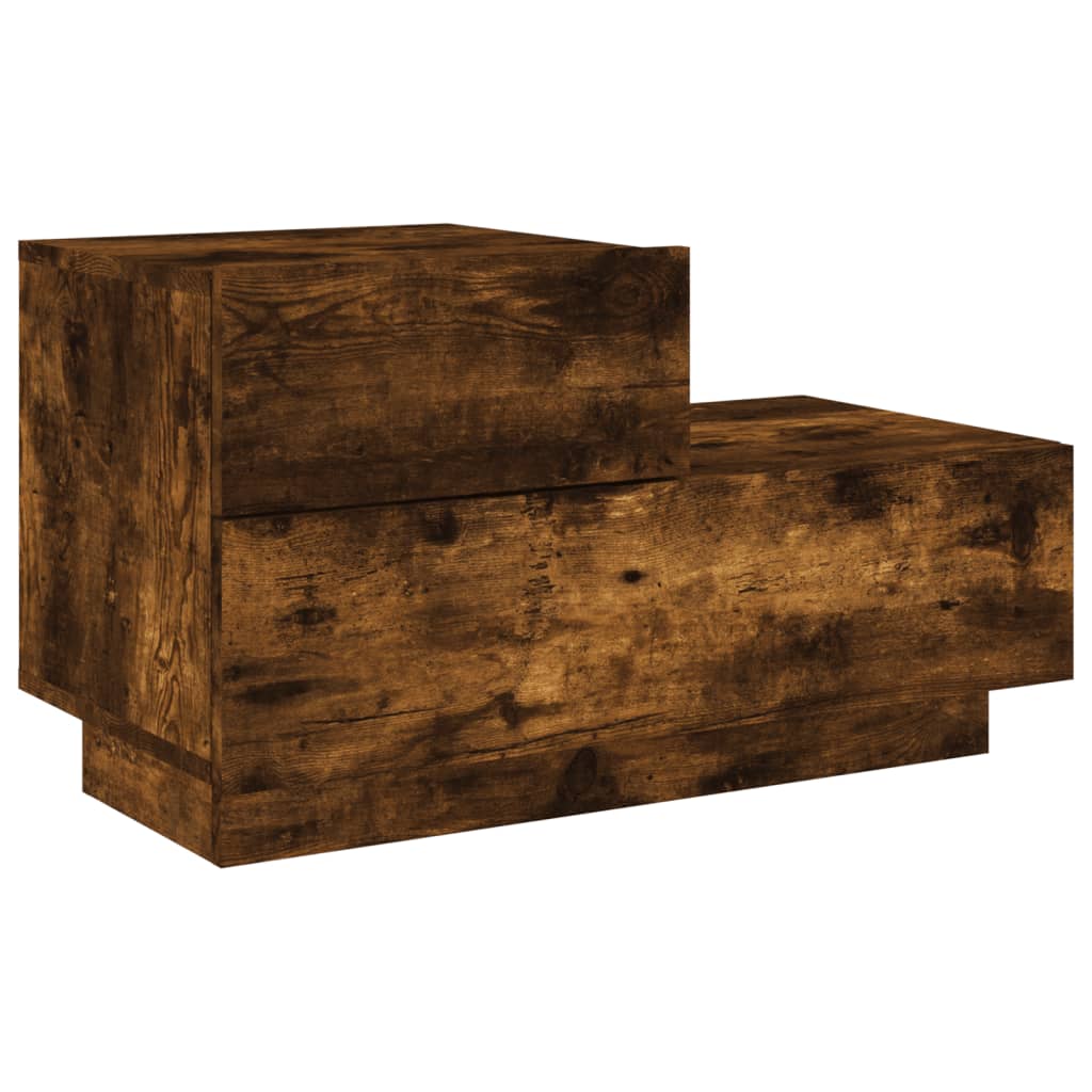 vidaXL Noptieră cu lumini LED, stejar fumuriu, 70x36x40,5 cm vidaXL Noptieră cu lumini LED, stejar fumuriu, 70x36x40,5 cm