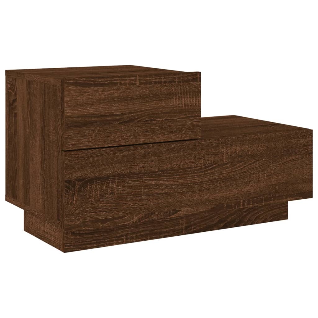 vidaXL Noptieră cu lumini LED, stejar maro, 70x36x40,5 cm vidaXL Noptieră cu lumini LED, stejar maro, 70x36x40,5 cm