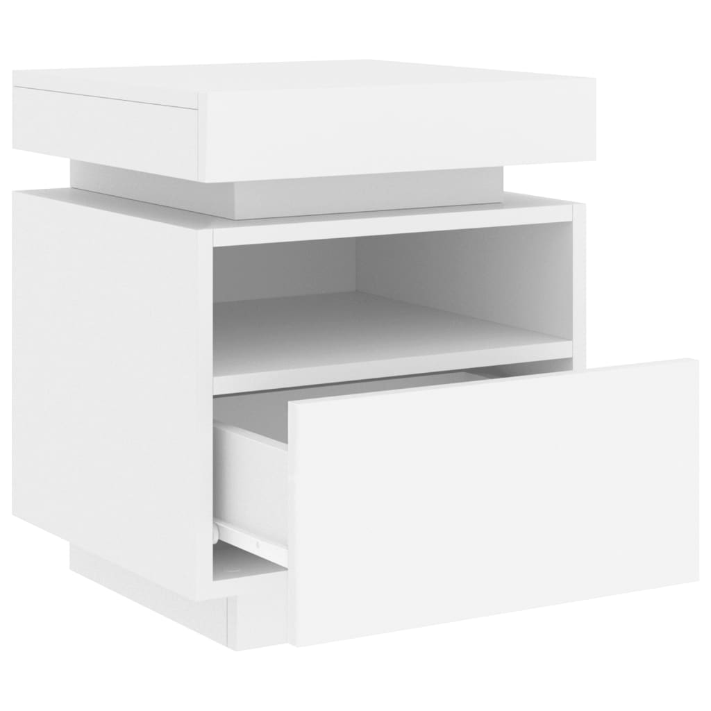 vidaXL Noptieră cu lumini LED, alb, 40x39x48,5 cm vidaXL Noptieră cu lumini LED, alb, 40x39x48,5 cm