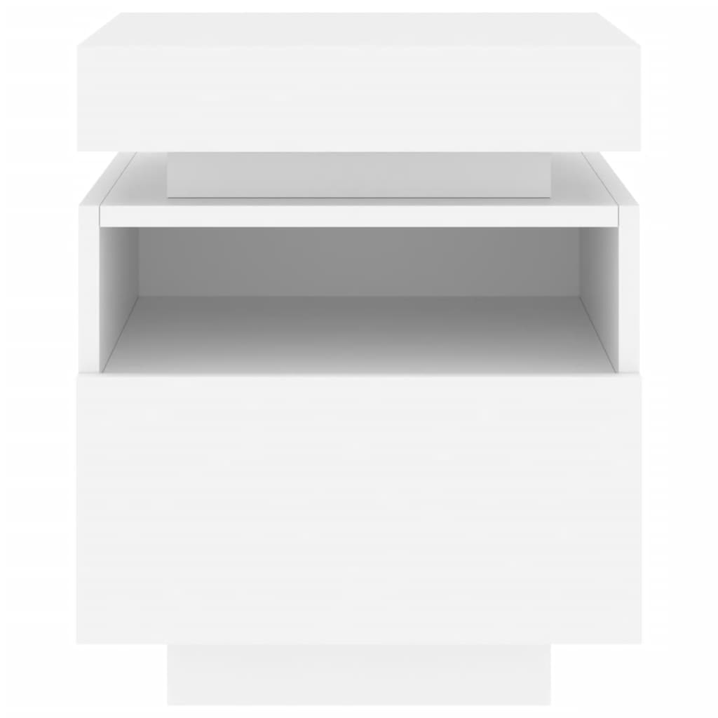 vidaXL Noptieră cu lumini LED, alb, 40x39x48,5 cm vidaXL Noptieră cu lumini LED, alb, 40x39x48,5 cm