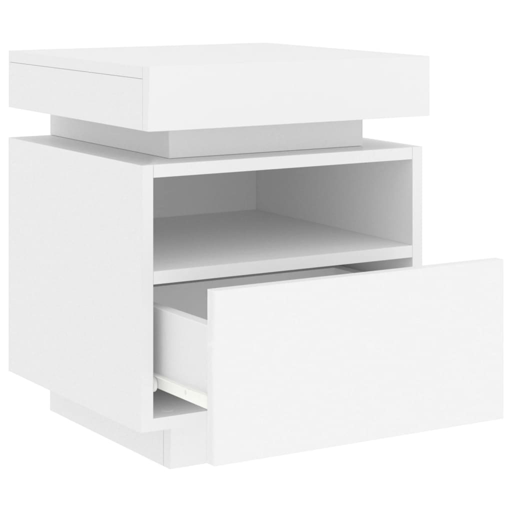 vidaXL Noptiere cu lumini LED, 2 buc., alb, 40x39x48,5 cm vidaXL Noptiere cu lumini LED, 2 buc., alb, 40x39x48,5 cm