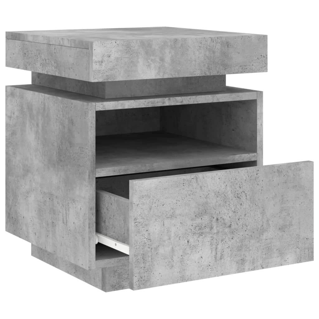 vidaXL Noptieră cu lumini LED, gri beton, 40x39x48,5 cm vidaXL Noptieră cu lumini LED, gri beton, 40x39x48,5 cm