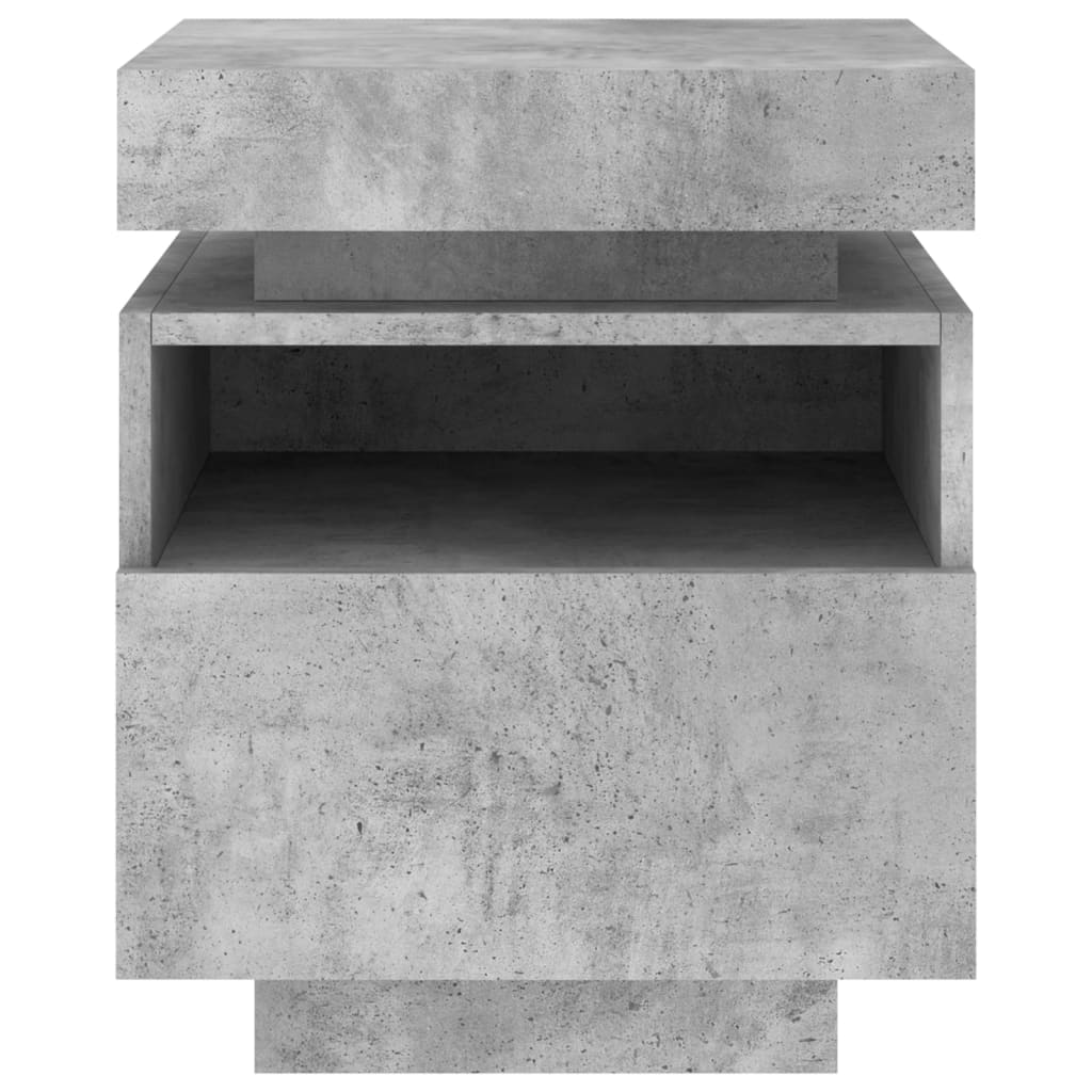 vidaXL Noptieră cu lumini LED, gri beton, 40x39x48,5 cm vidaXL Noptieră cu lumini LED, gri beton, 40x39x48,5 cm