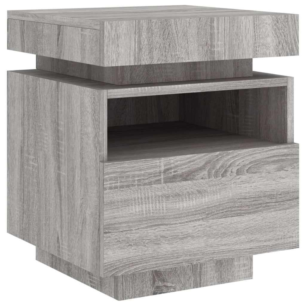 vidaXL Noptieră cu lumini LED, sonoma gri, 40x39x48,5 cm vidaXL Noptieră cu lumini LED, sonoma gri, 40x39x48,5 cm