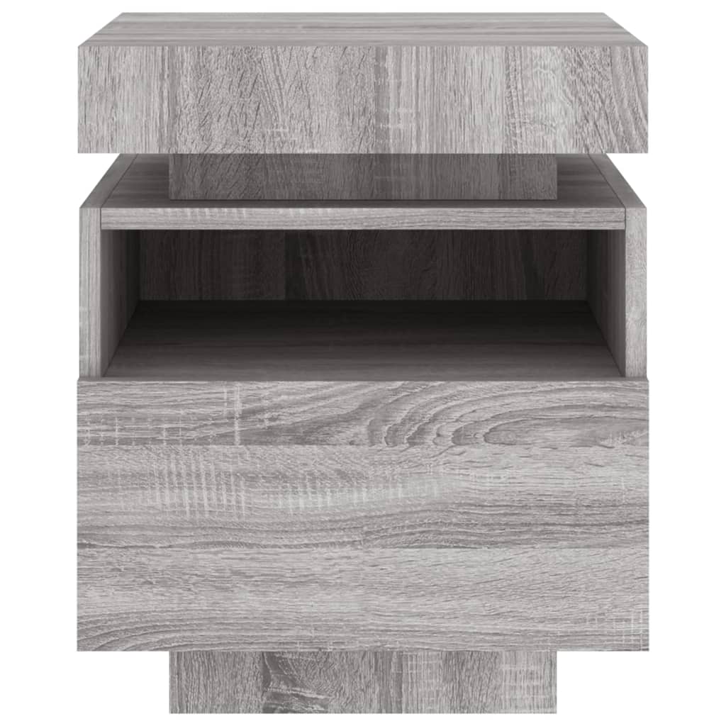 vidaXL Noptieră cu lumini LED, sonoma gri, 40x39x48,5 cm vidaXL Noptieră cu lumini LED, sonoma gri, 40x39x48,5 cm