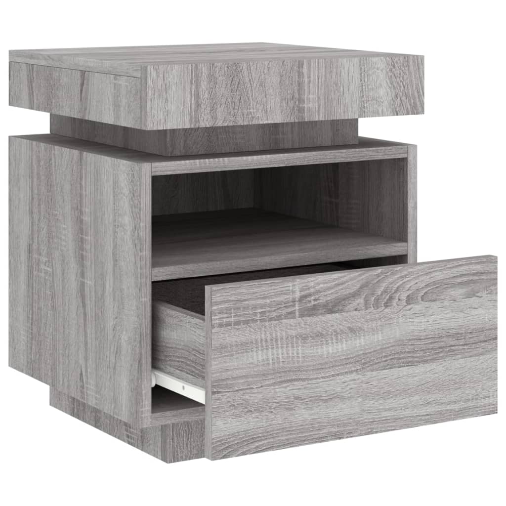vidaXL Noptiere cu lumini LED, 2 buc., sonoma gri, 40x39x48,5 cm