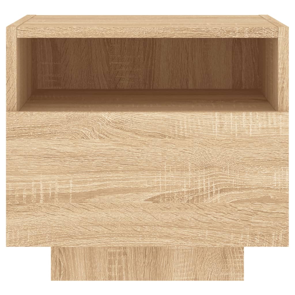 vidaXL Noptieră cu lumini LED, stejar sonoma, 40x39x37 cm vidaXL Noptieră cu lumini LED, stejar sonoma, 40x39x37 cm