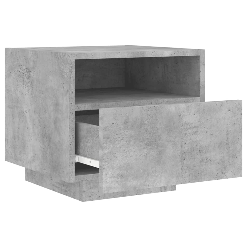 vidaXL Noptieră cu lumini LED, gri beton, 40x39x37 cm vidaXL Noptieră cu lumini LED, gri beton, 40x39x37 cm