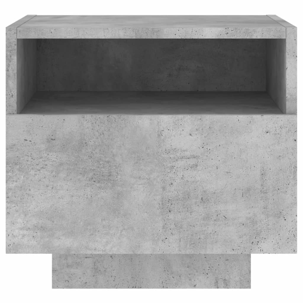 vidaXL Noptieră cu lumini LED, gri beton, 40x39x37 cm vidaXL Noptieră cu lumini LED, gri beton, 40x39x37 cm