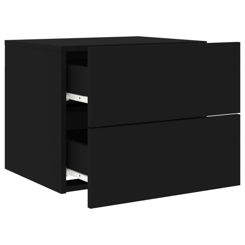 vidaXL Noptieră montată pe perete cu lumini LED, negru