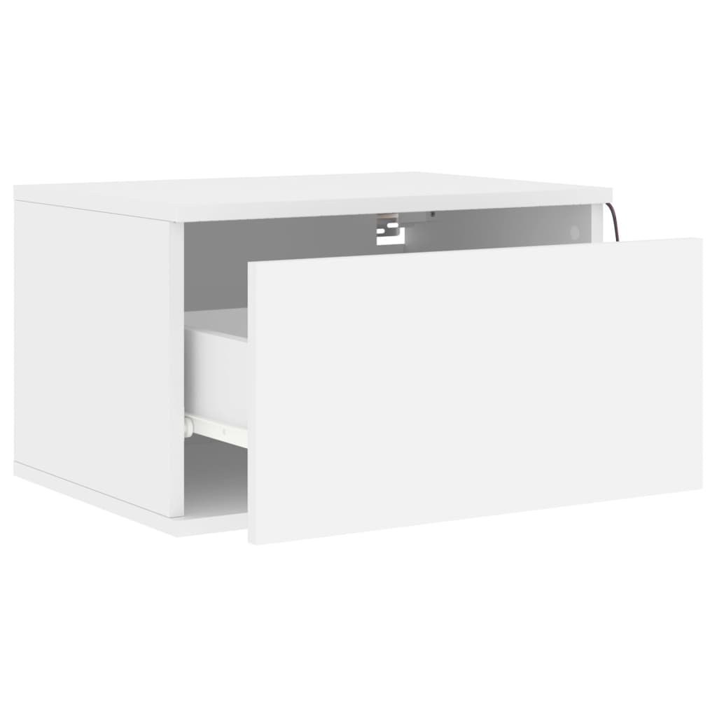 vidaXL Noptieră montată pe perete cu lumini LED, alb