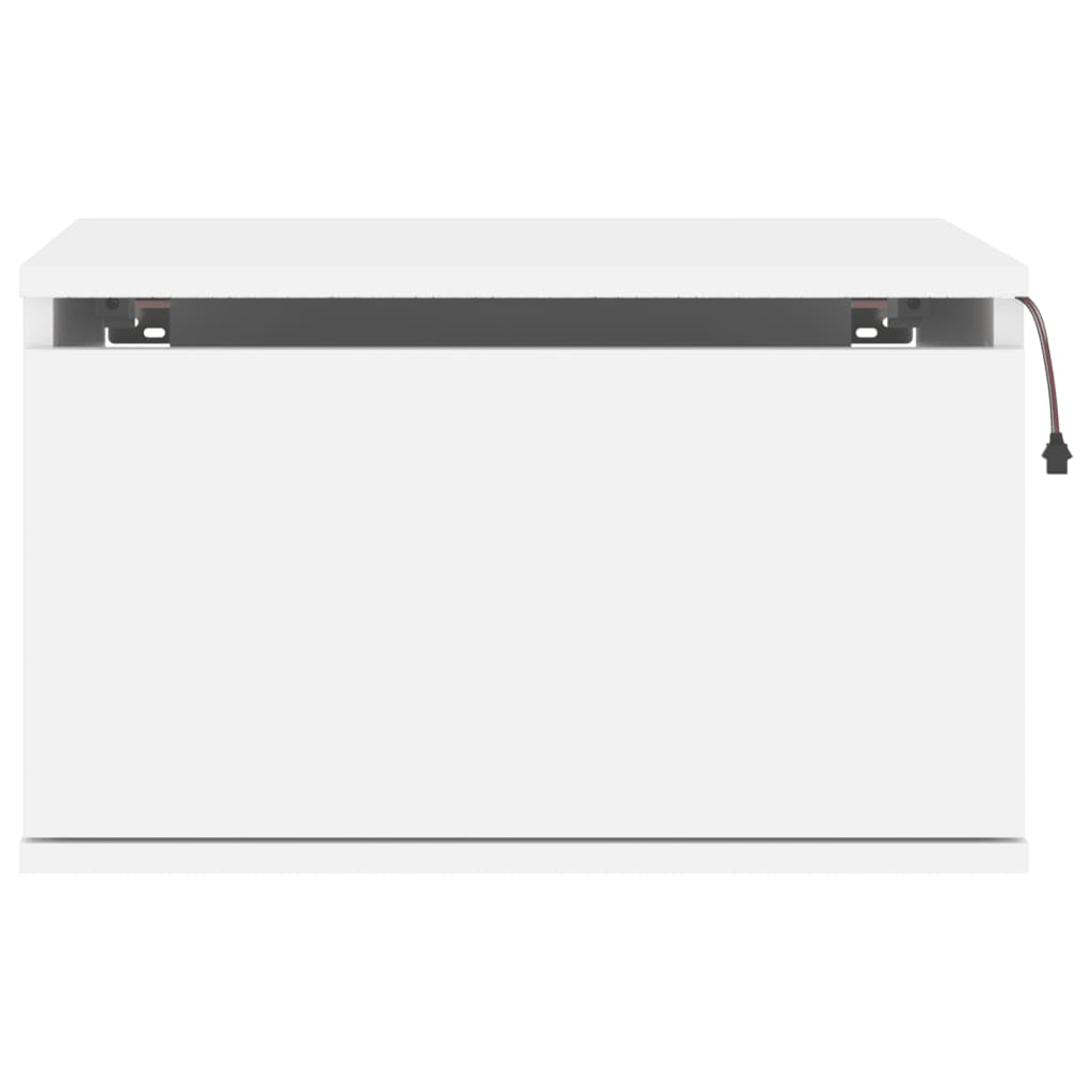 vidaXL Noptieră montată pe perete cu lumini LED, alb
