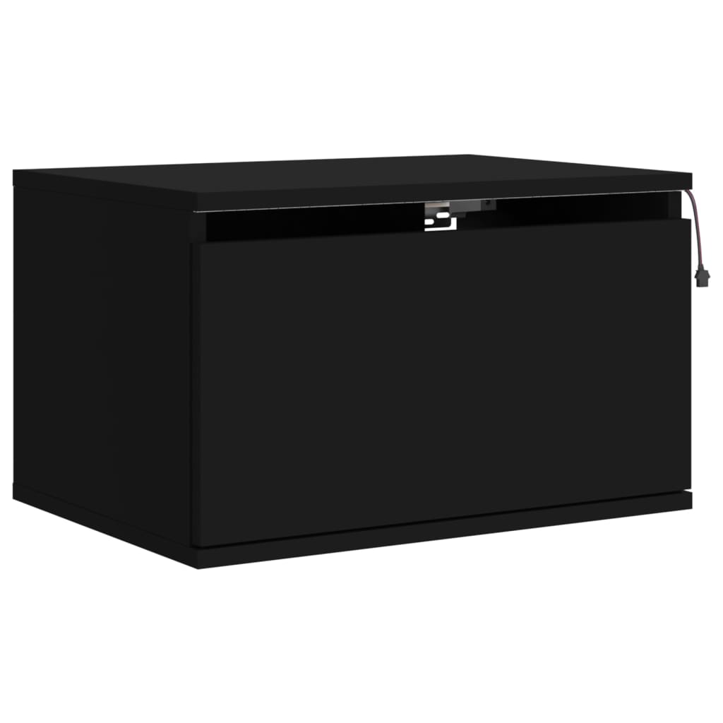 vidaXL Noptieră montată pe perete cu lumini LED, negru