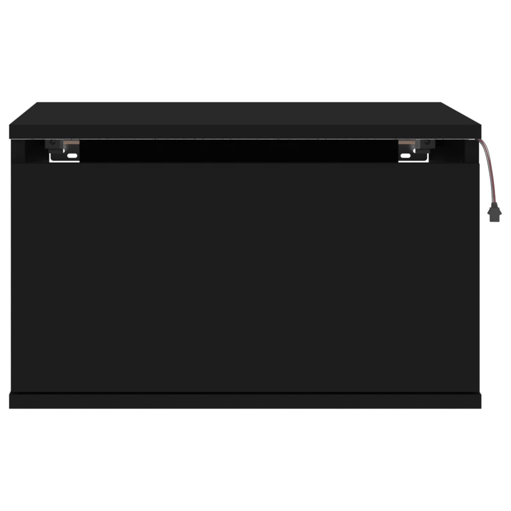 vidaXL Noptieră montată pe perete cu lumini LED, negru