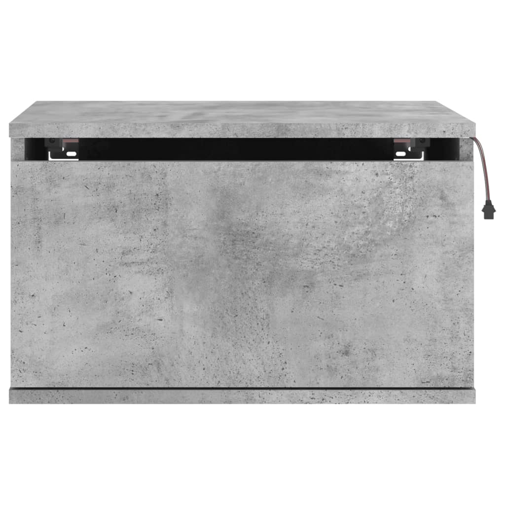 vidaXL Noptieră montată pe perete cu lumini LED, gri beton