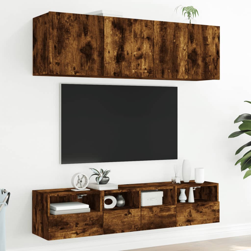 vidaXL Comodă TV de perete stejar fumuriu 40x30x30 cm lemn prelucrat vidaXL Comodă TV de perete stejar fumuriu 40x30x30 cm lemn prelucrat