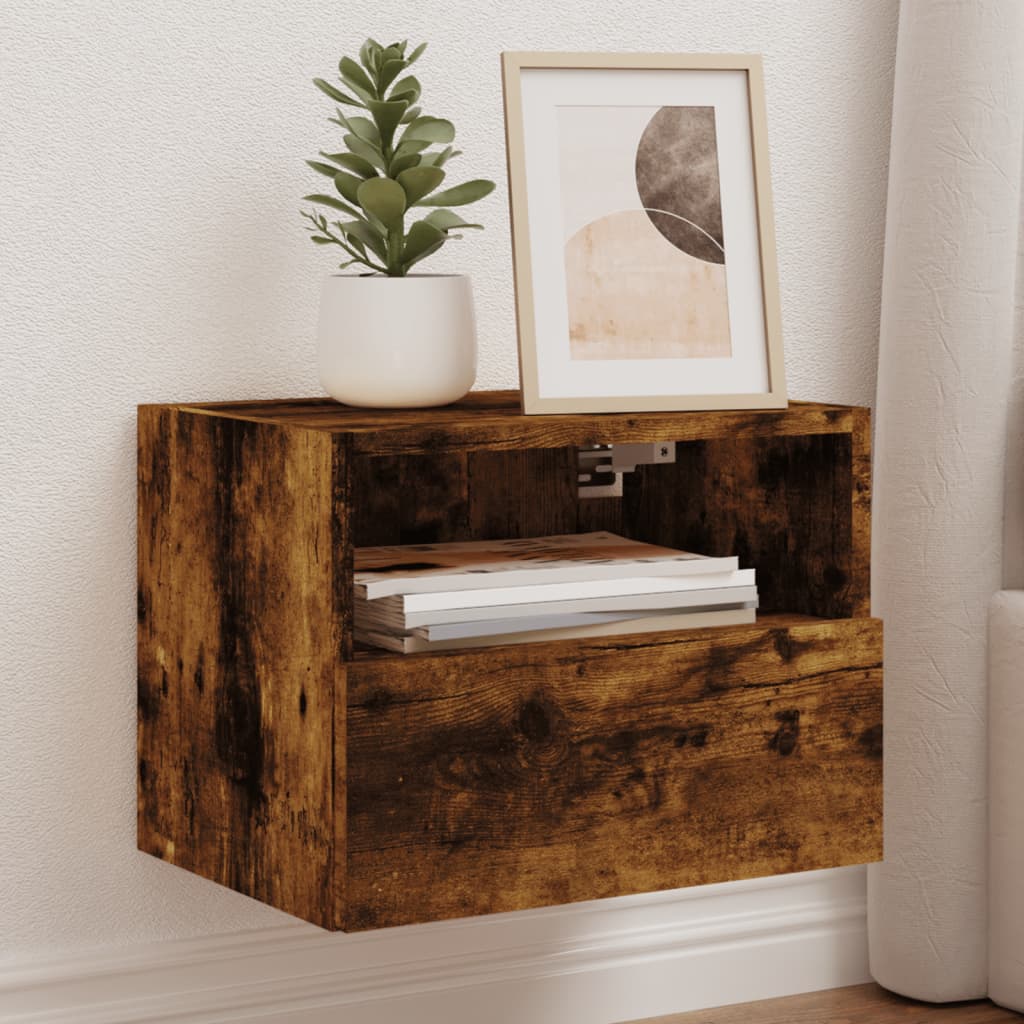 vidaXL Comodă TV de perete stejar fumuriu 40x30x30 cm lemn prelucrat vidaXL Comodă TV de perete stejar fumuriu 40x30x30 cm lemn prelucrat