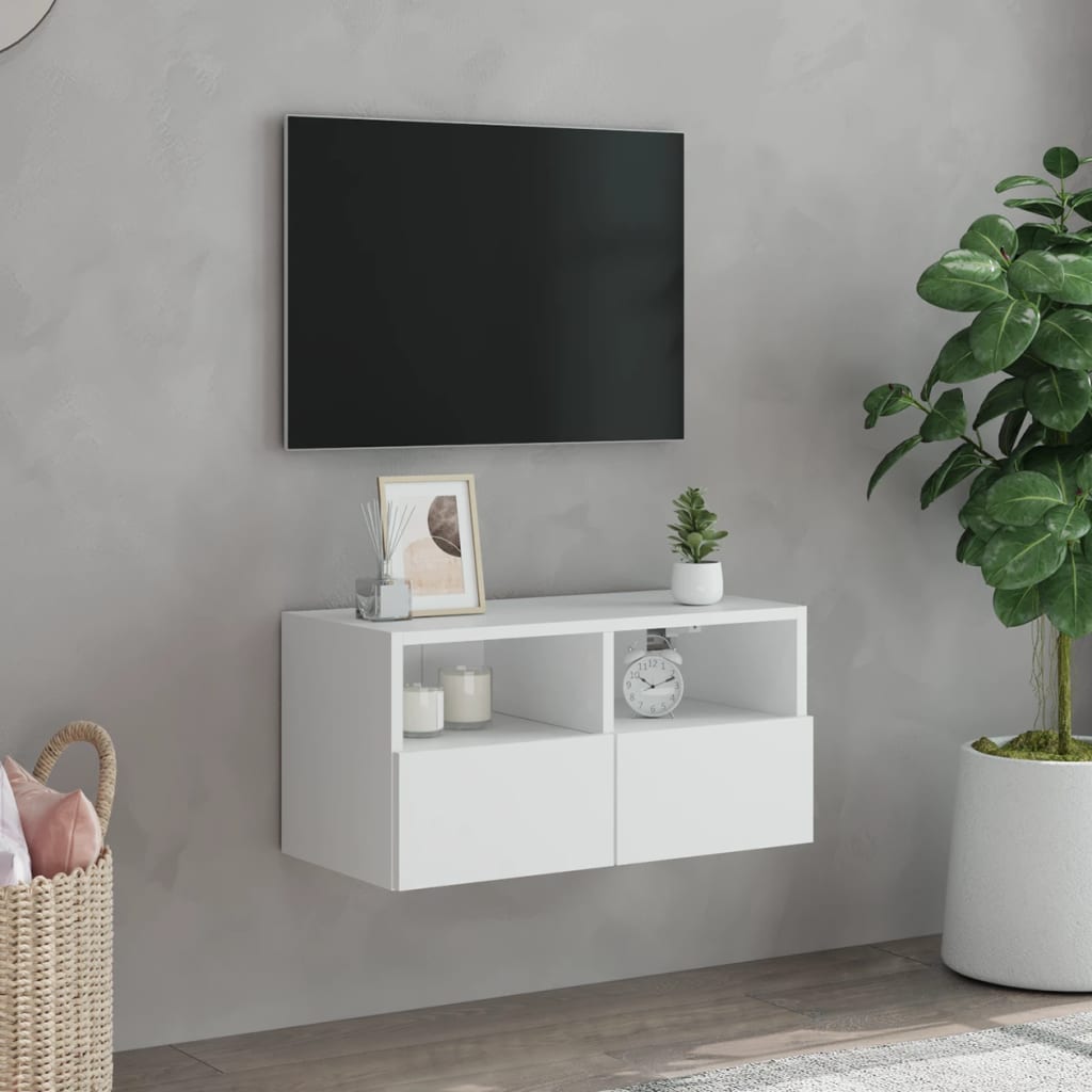 vidaXL Comodă TV de perete, alb, 60x30x30 cm, lemn prelucrat