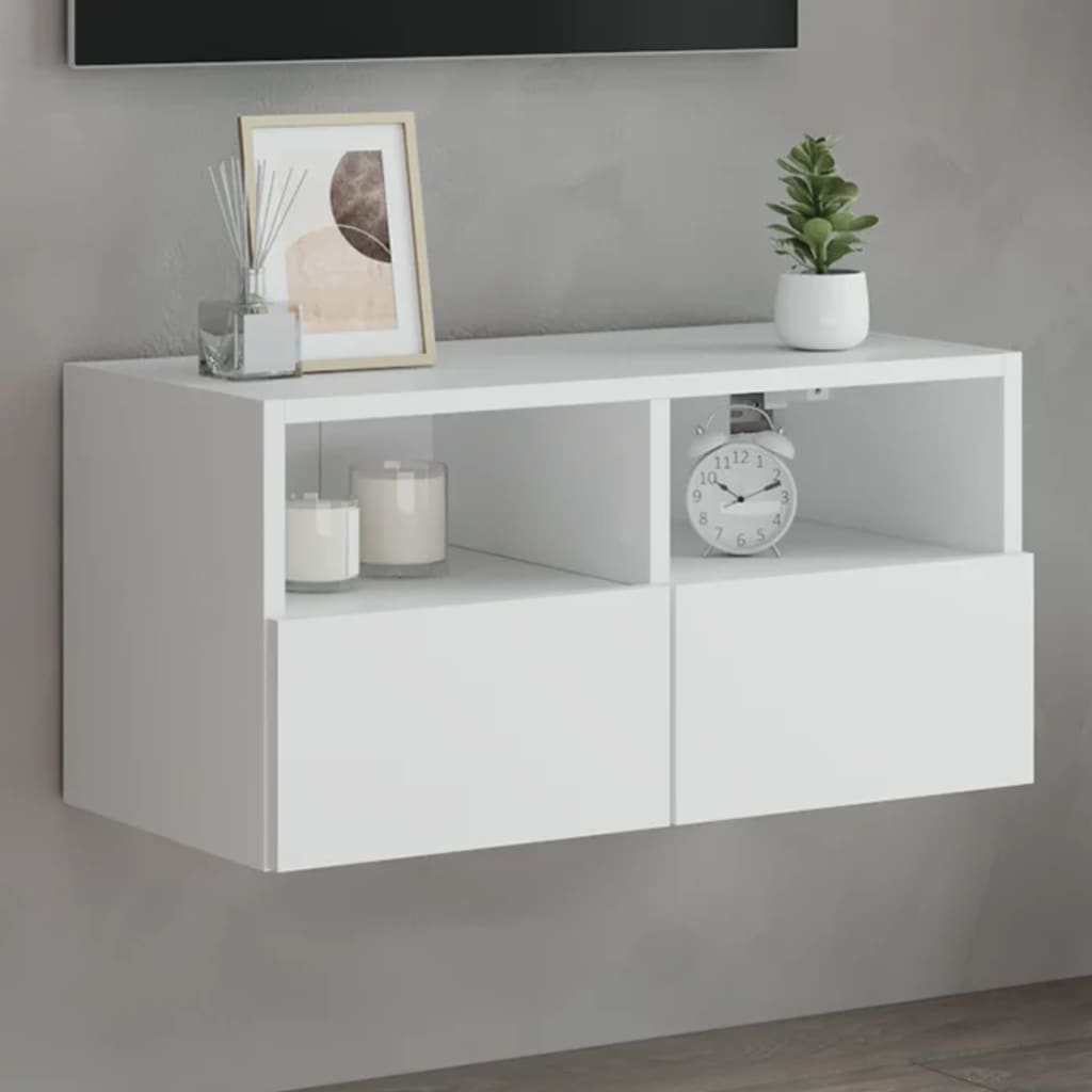 vidaXL Comodă TV de perete, alb, 60x30x30 cm, lemn prelucrat