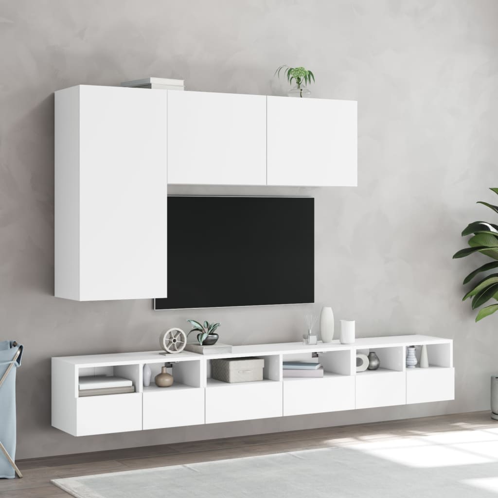 vidaXL Dulap TV de perete, 2 buc, alb, 60x30x30 cm, lemn prelucrat