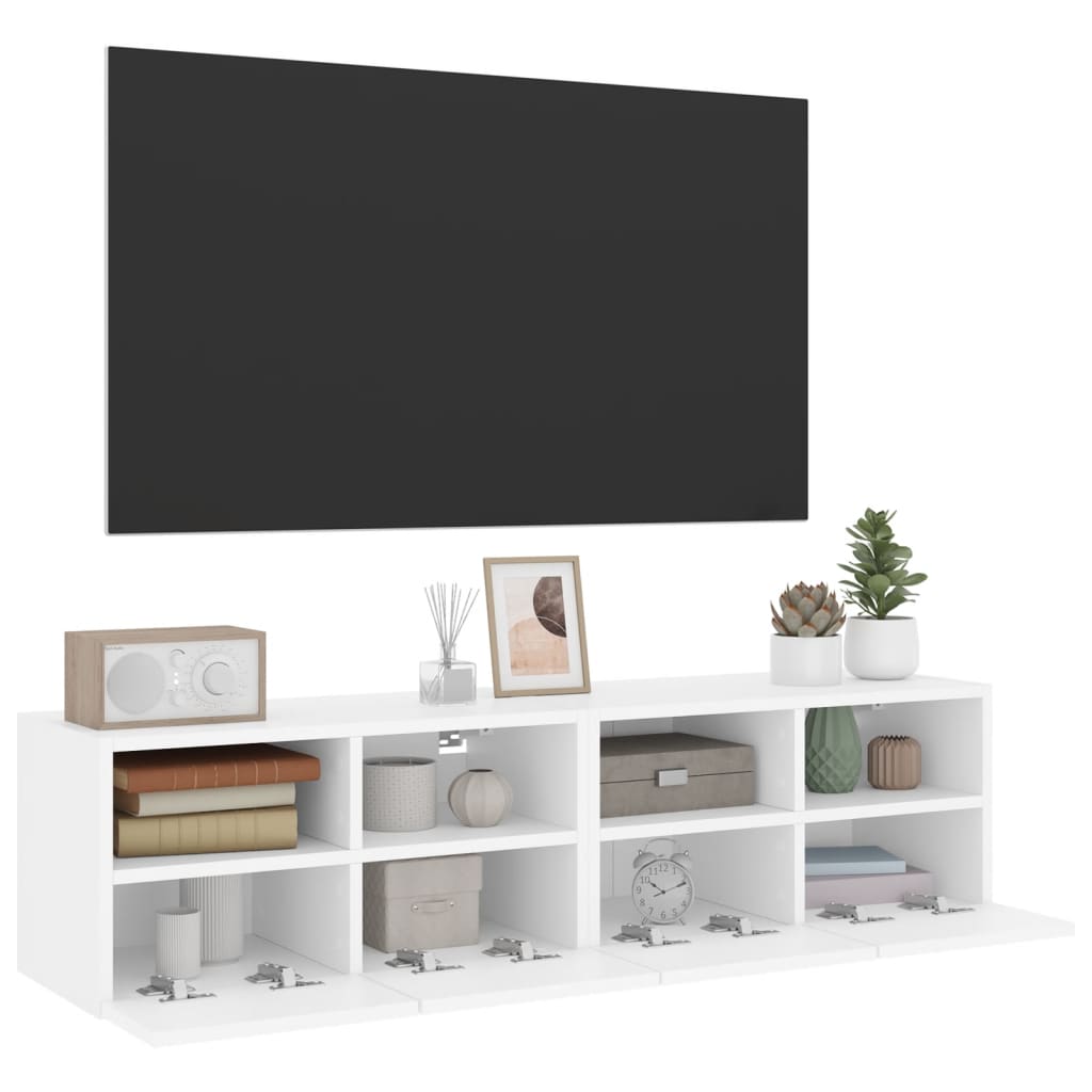 vidaXL Dulap TV de perete, 2 buc, alb, 60x30x30 cm, lemn prelucrat