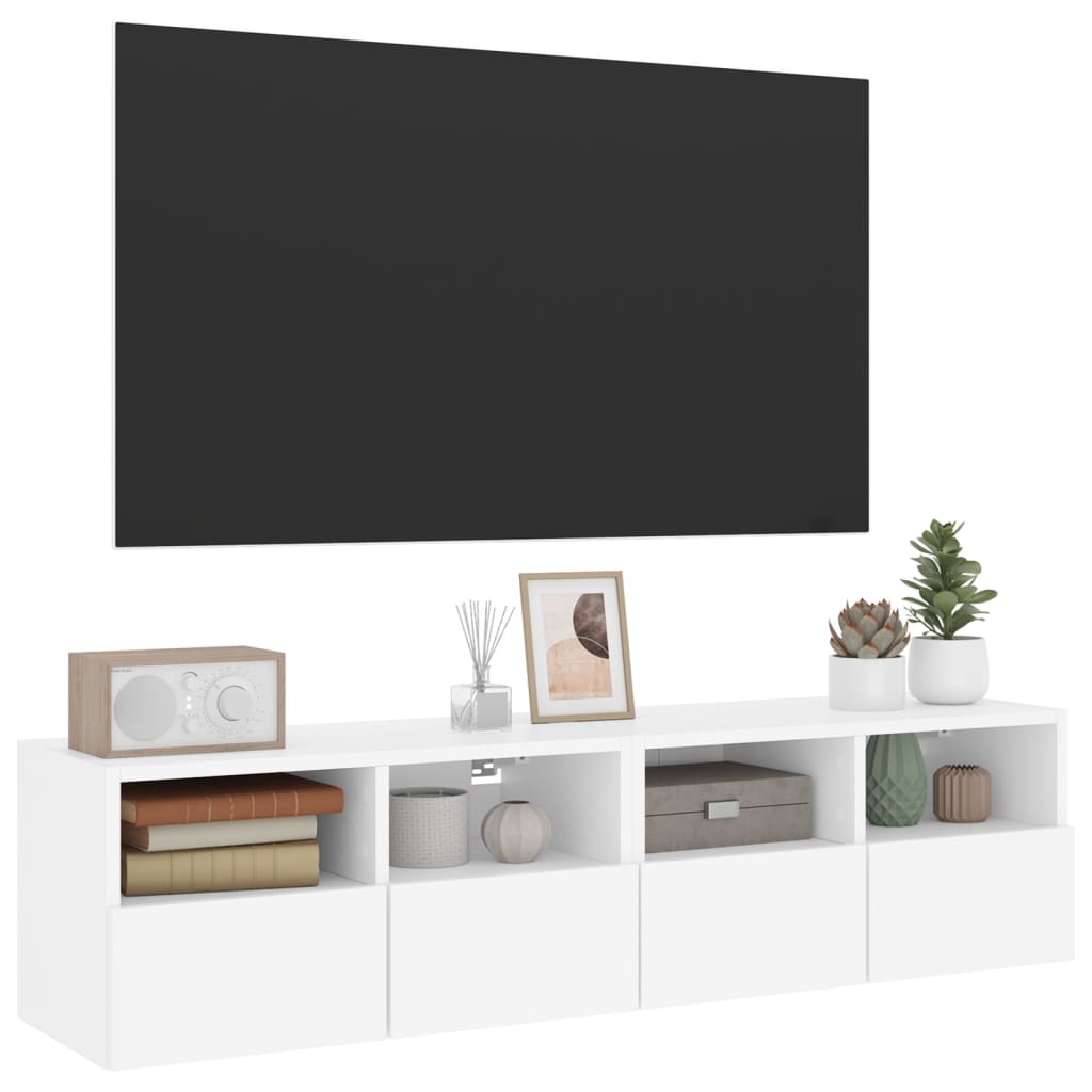 vidaXL Dulap TV de perete, 2 buc, alb, 60x30x30 cm, lemn prelucrat
