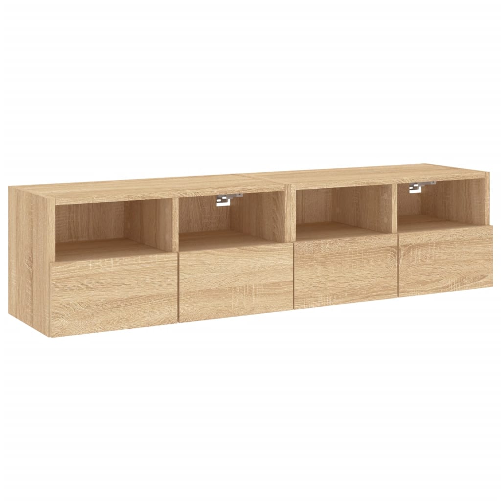 vidaXL Comode TV de perete, 2 buc., stejar sonoma, 60x30x30 cm, lemn