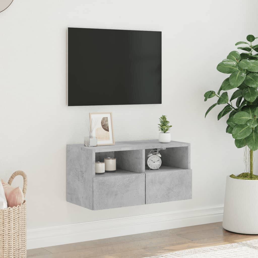 vidaXL Comodă TV de perete, gri beton, 60x30x30 cm, lemn prelucrat