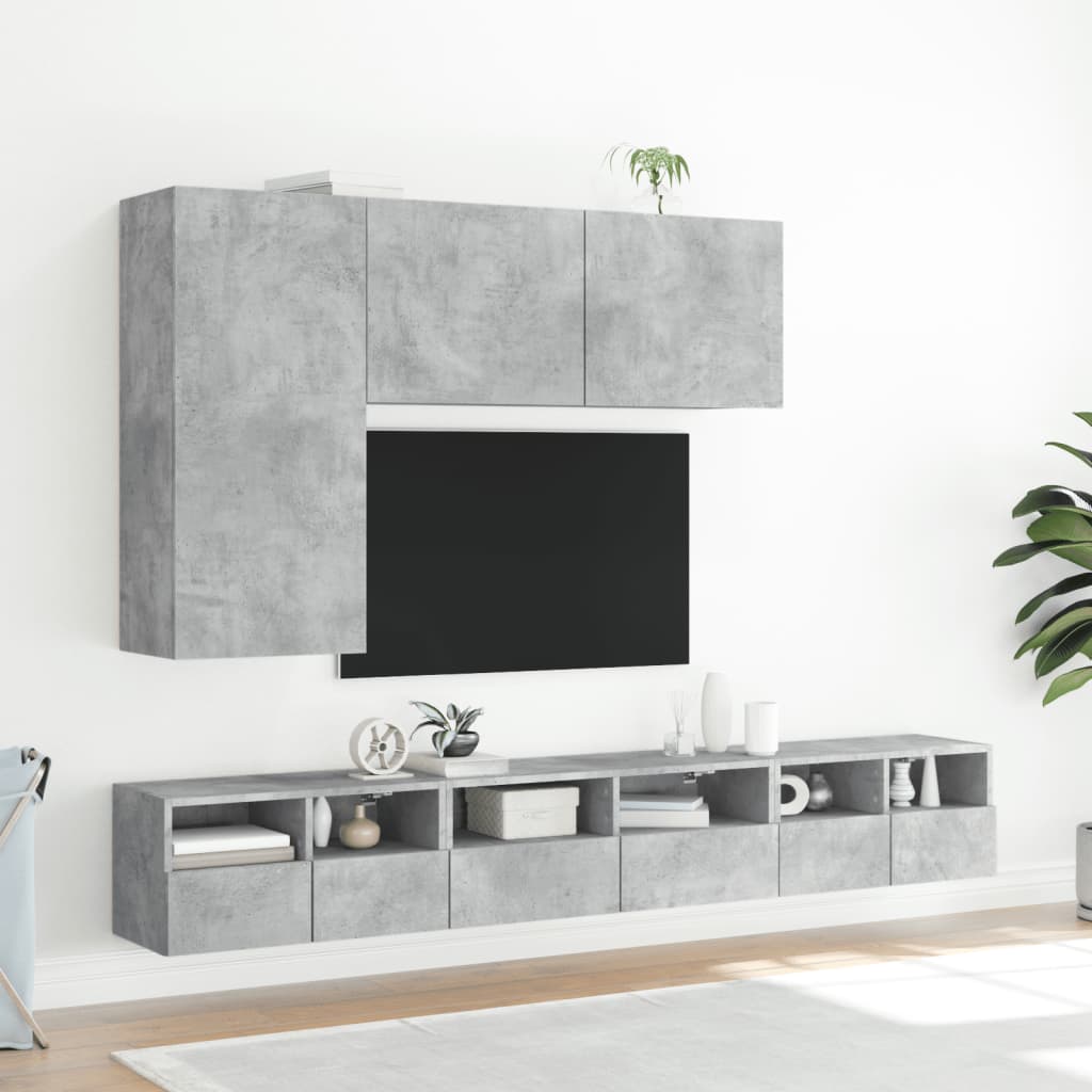 vidaXL Comodă TV de perete, gri beton, 60x30x30 cm, lemn prelucrat