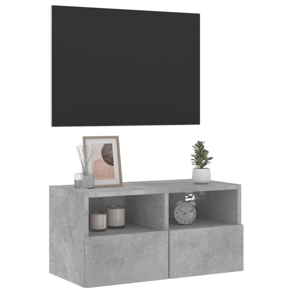 vidaXL Comodă TV de perete, gri beton, 60x30x30 cm, lemn prelucrat