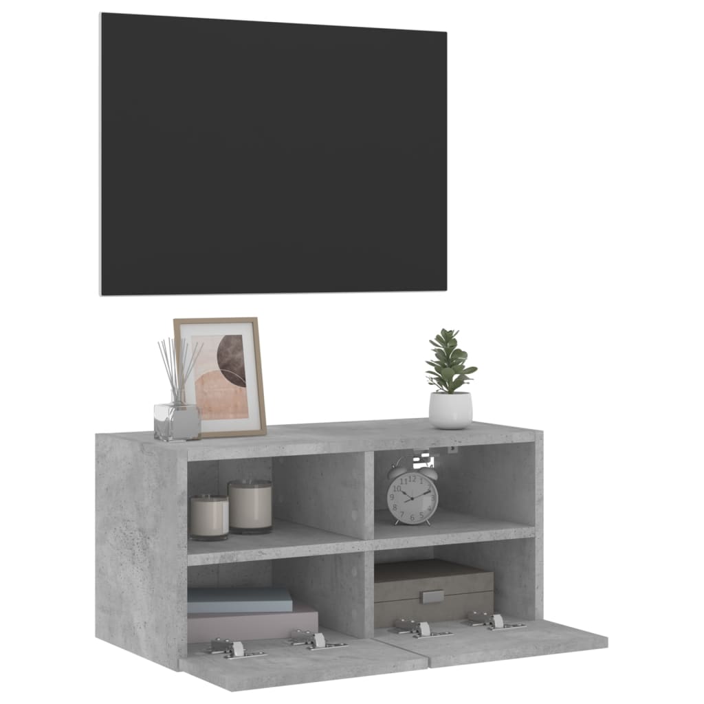 vidaXL Comodă TV de perete, gri beton, 60x30x30 cm, lemn prelucrat