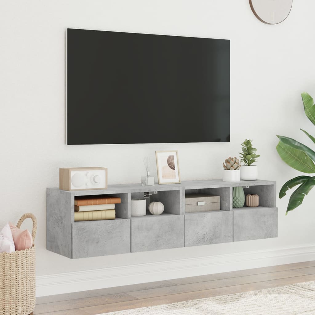 vidaXL Comode TV de perete, 2 buc., gri beton, 60x30x30 cm, lemn
