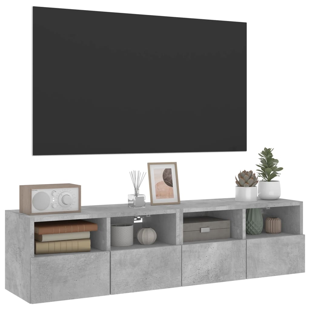 vidaXL Comode TV de perete, 2 buc., gri beton, 60x30x30 cm, lemn