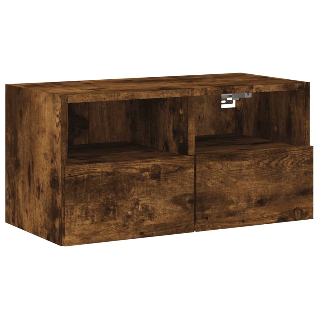 vidaXL Comodă TV de perete stejar fumuriu 60x30x30 cm lemn prelucrat vidaXL Comodă TV de perete stejar fumuriu 60x30x30 cm lemn prelucrat