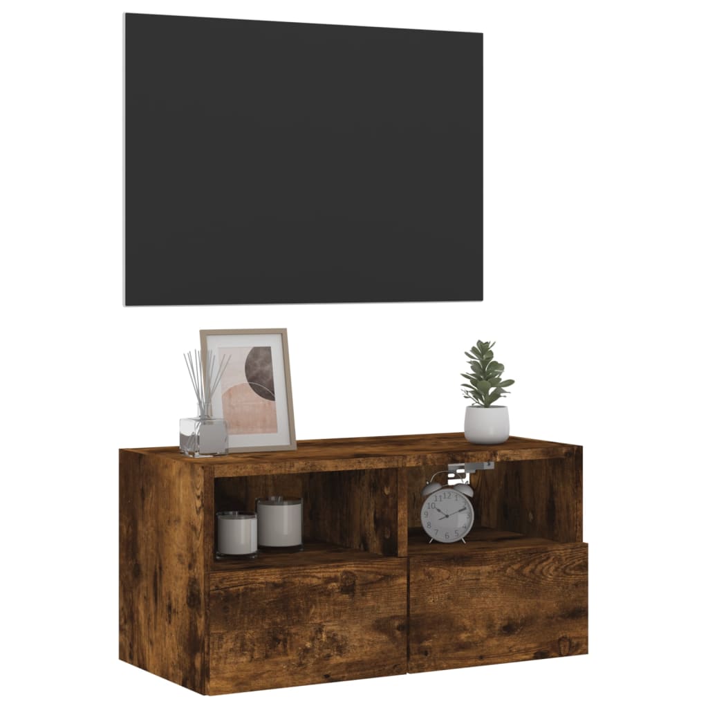 vidaXL Comodă TV de perete stejar fumuriu 60x30x30 cm lemn prelucrat vidaXL Comodă TV de perete stejar fumuriu 60x30x30 cm lemn prelucrat