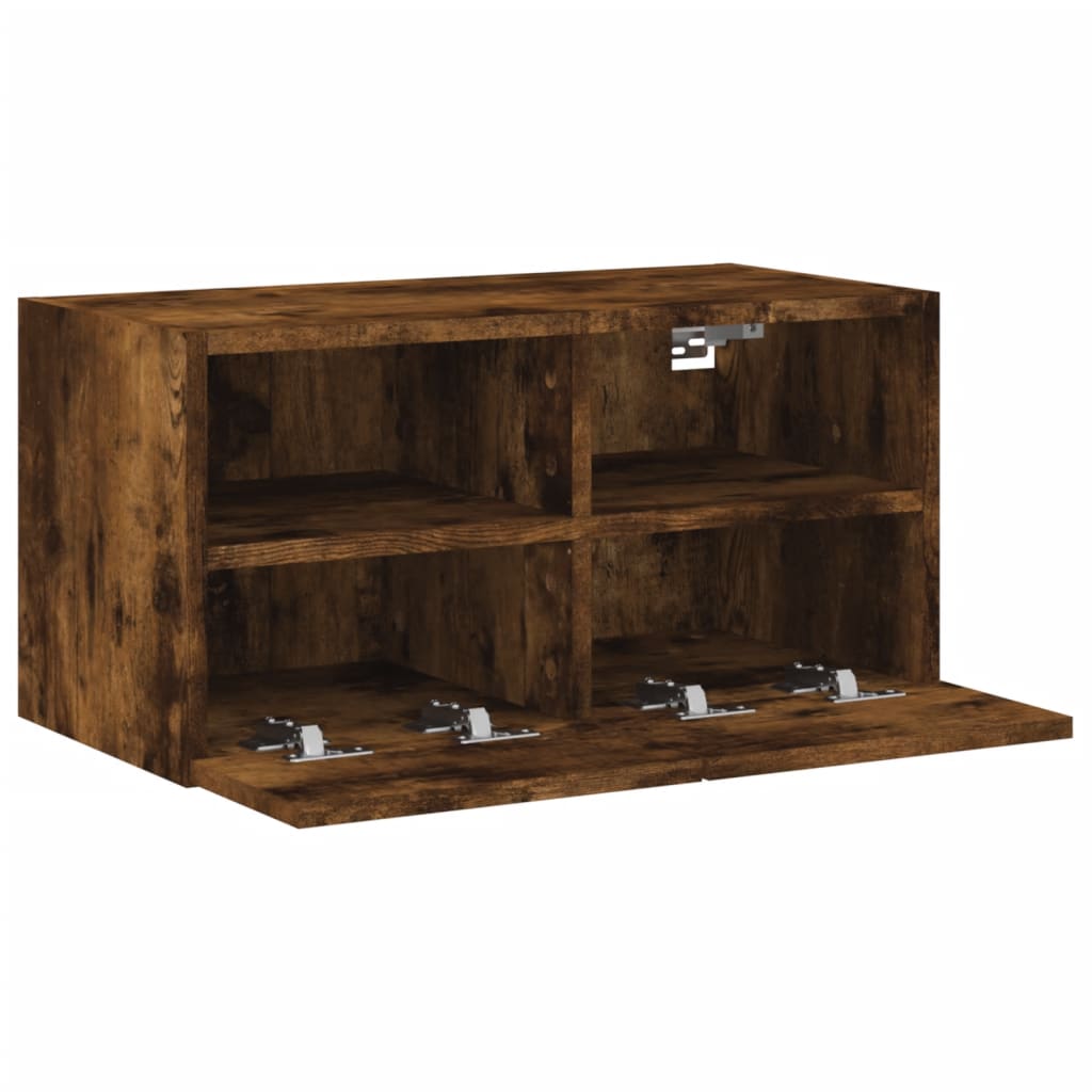 vidaXL Comodă TV de perete stejar fumuriu 60x30x30 cm lemn prelucrat vidaXL Comodă TV de perete stejar fumuriu 60x30x30 cm lemn prelucrat